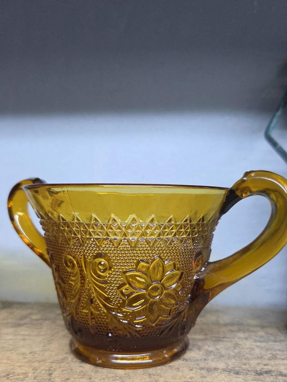 Vintage Indiana Glass Tiara Amber Glass Creamer and Sugar Set